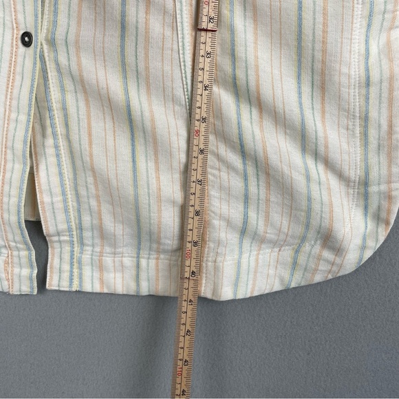 Maeve Anthropologie Dress Women 8 Cream Striped Knee Length Cotton Short Sleeve - Picture 16 of 16